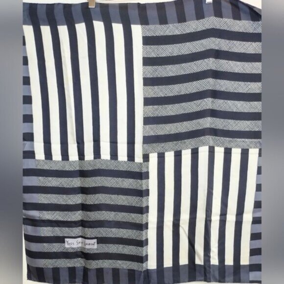 Yves Saint Laurent Stripe Print Cotton Scarf - Picture 5 of 7